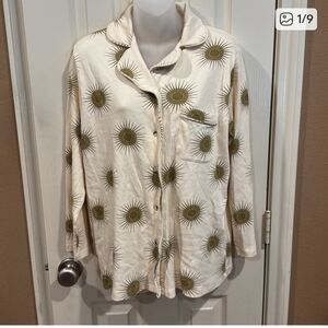 Kate Quinn Organic Cotton Cream Sunburst Pajama Top Large